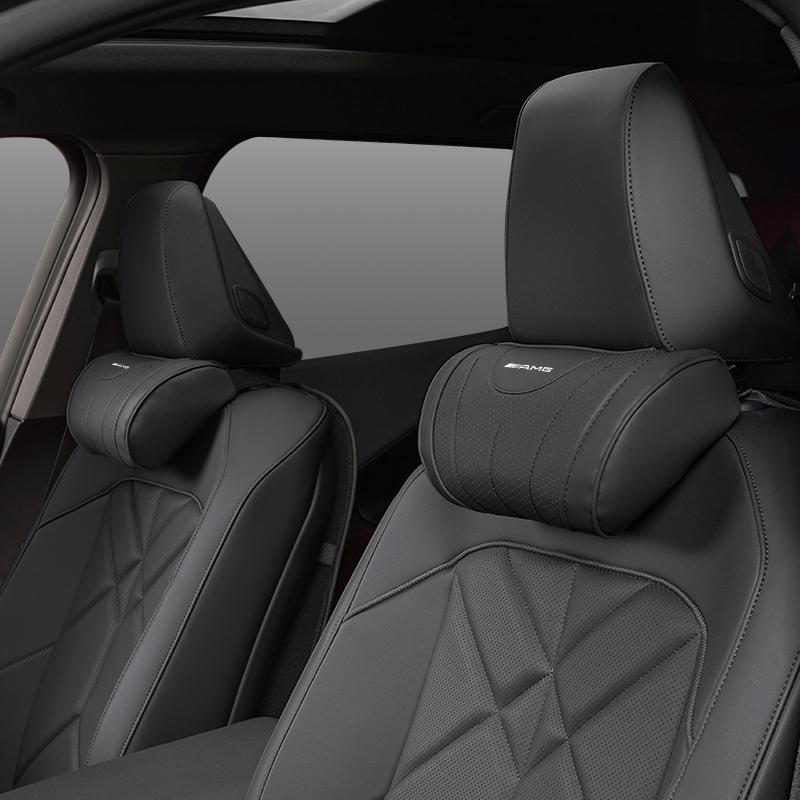 Car Headrest Neck Memory Foam Leather Headrest Accessories Car Hub Cap For Mercedes Benz AMG W214 W205 W204 W206 W213 W212 W211 DC1