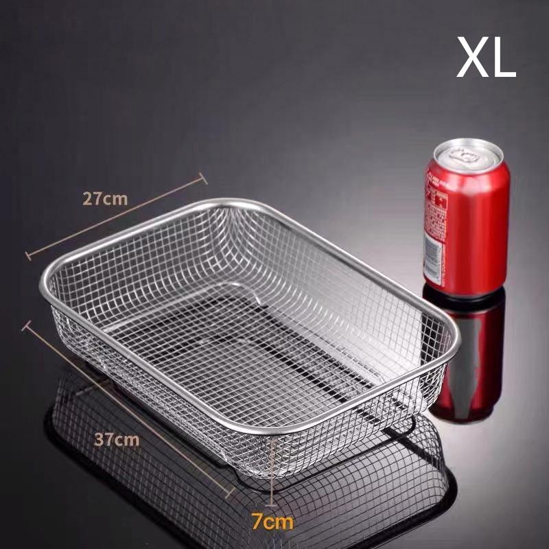 Stainless Steel Air Fryer Grill Mesh Basket Non Stick Tray for Oil Free Roasting and Crisping Home Cooking Accessory