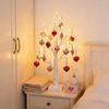 25" Valentine's Day LED Lighted Birch Tree 24 LEDs Artificial Tree Light with Heart Ornaments Romantic Tabletop Decoration for Home Indoor Table Decor