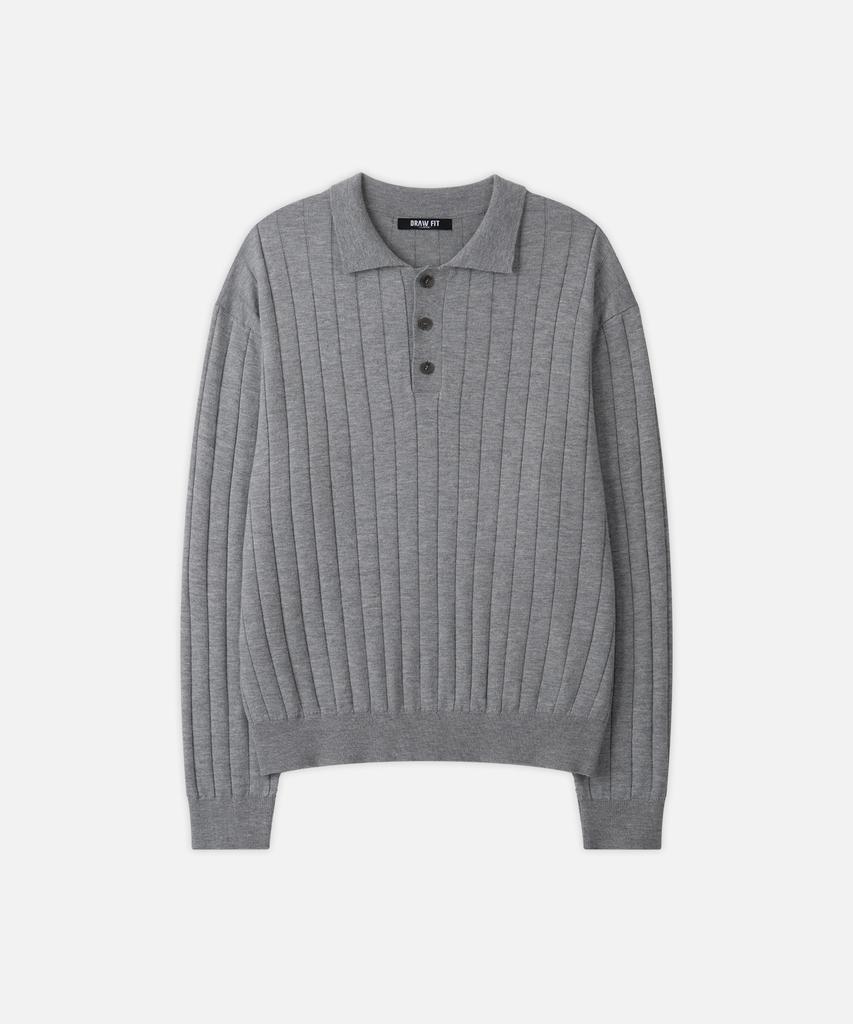 DRAW FIT Wool Supple Ribbed Polo Knit [2 Colors]