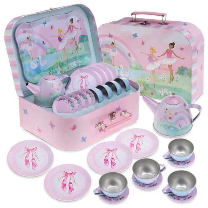 Service à Thé Pour Enfants, Dînette et Son Coffret Jouet, 15 Pièces - Modèle|Safari,|