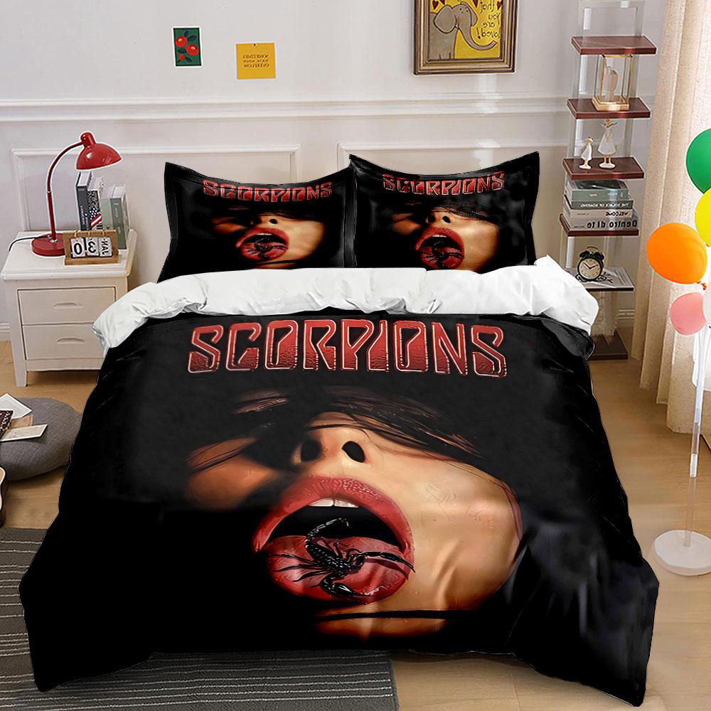 Scorpions Logo Tongue Design Bedding Duvet Cover Set Duvet Cover Pillowcases (1*Duvet Cover 2*Pillowcases, without duvet insert)