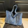 Retro Large-capacity Washed Denim Single-shoulder Bag Women's Commuting Totes Bag 2026 Women's Bag Daily Shopper Handbags Bolsa