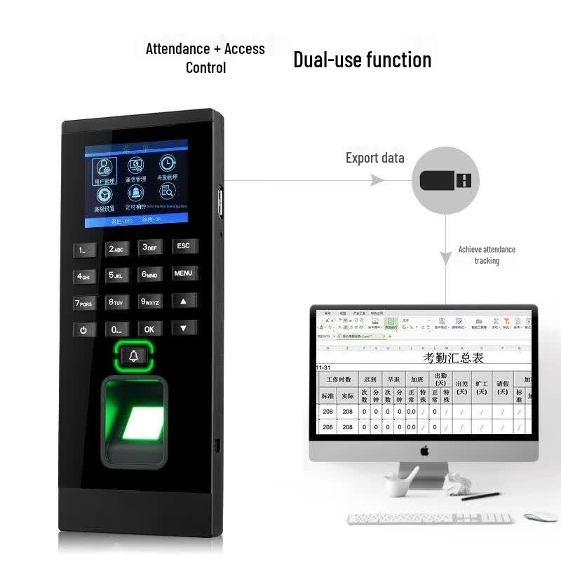 ZUCON F92-IC Fingerprint Time Attendance & Access Control Machine CN plug (adapter included)