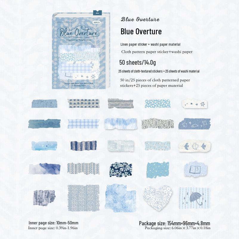 

Sugar Poetry Fabric-Themed Tearable Sticker Pack for Journals