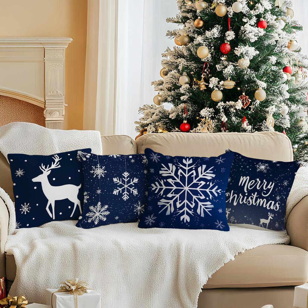 Christmas Snowflake Pillowcase Bedroom Sofa Cushion Cover 100% Polyester Living Room Soft Cushion Pillowcase Home Decor