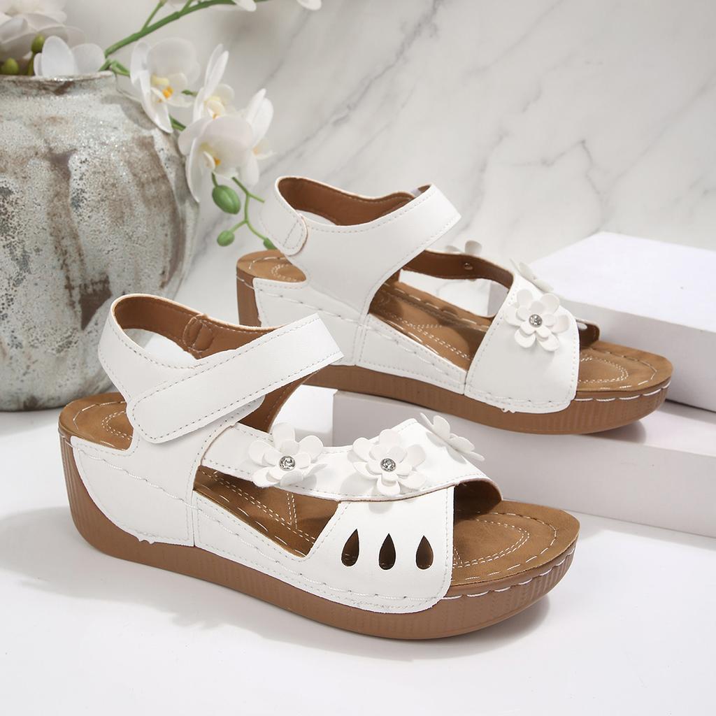 Women's Flower Wedge Sandals 2026 Summer Platform Sandals Chunky Heel Open Toe Beach Shoes Casual Outdoor Sandals