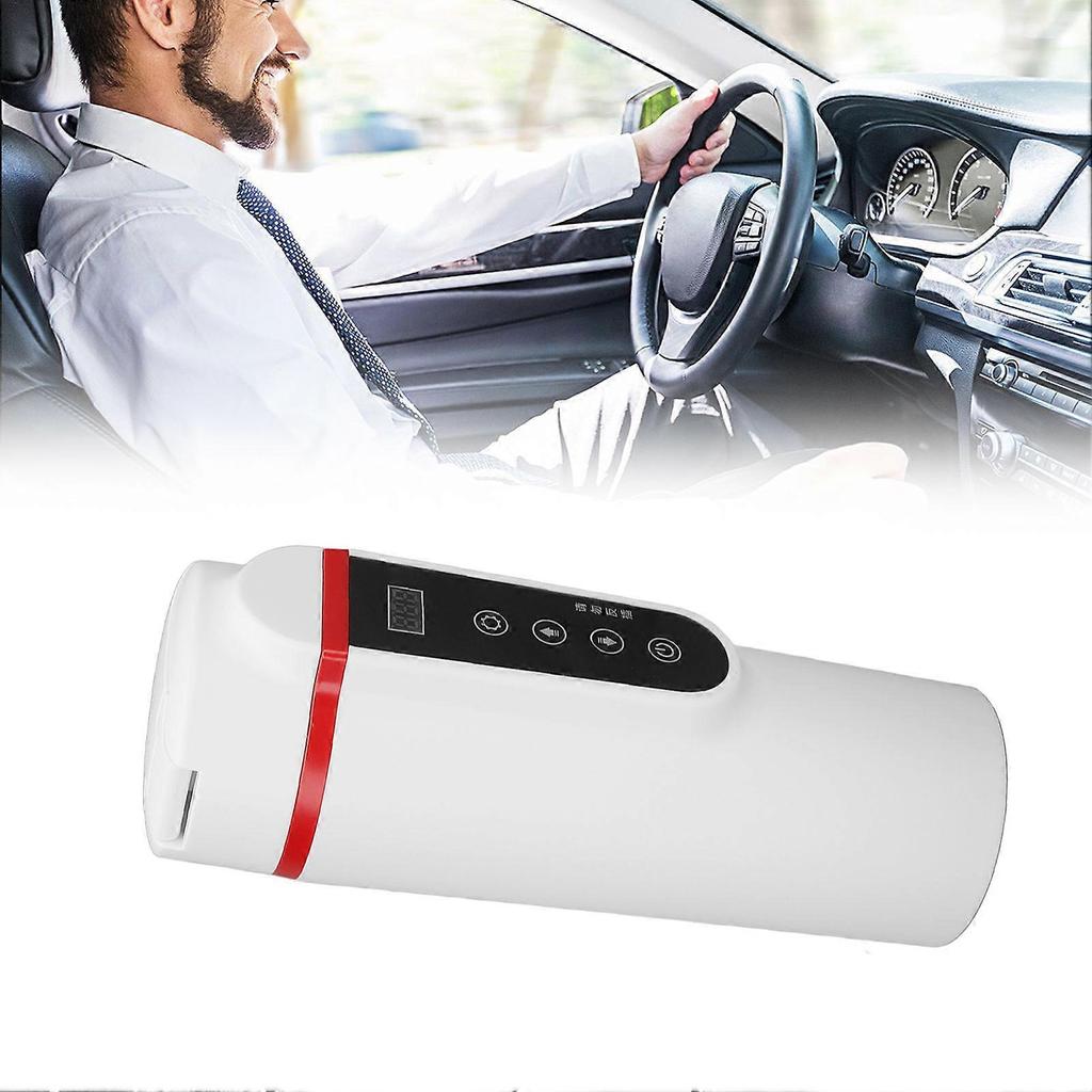Electric Heated Bottle Temperature Control Stainless Steel Smart Heating Car Cup 500ml White