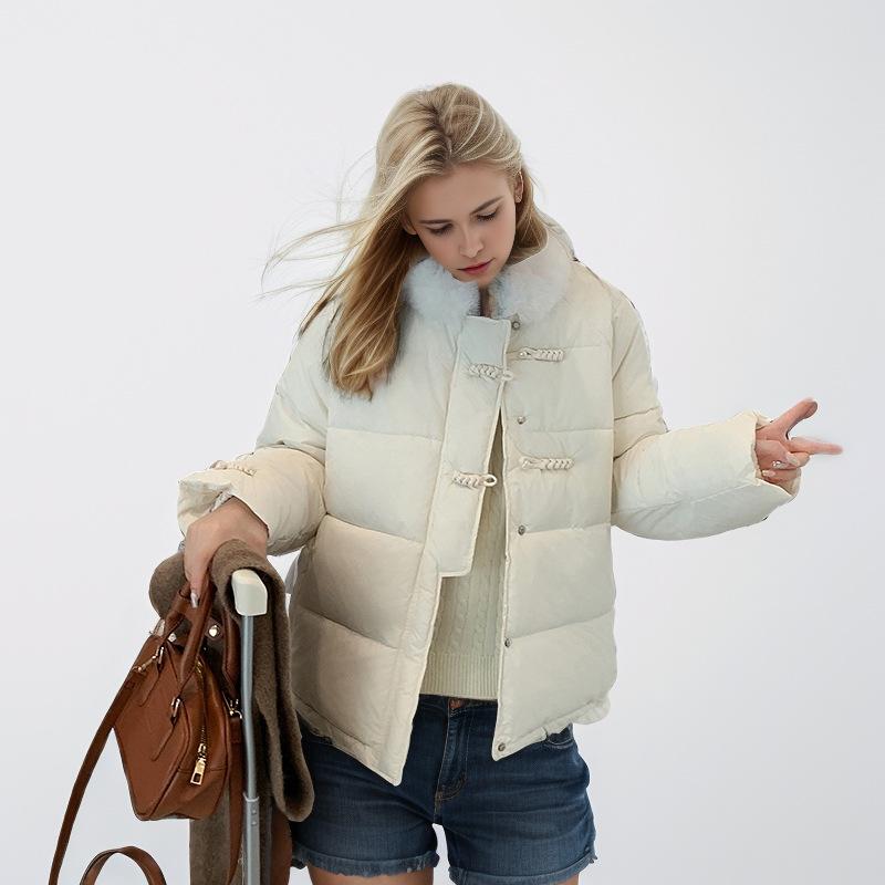 GMXIA Damen Vintage Casual Solid Color Print Herbst Winter Langarm POLO Neck Jacken & Mäntel