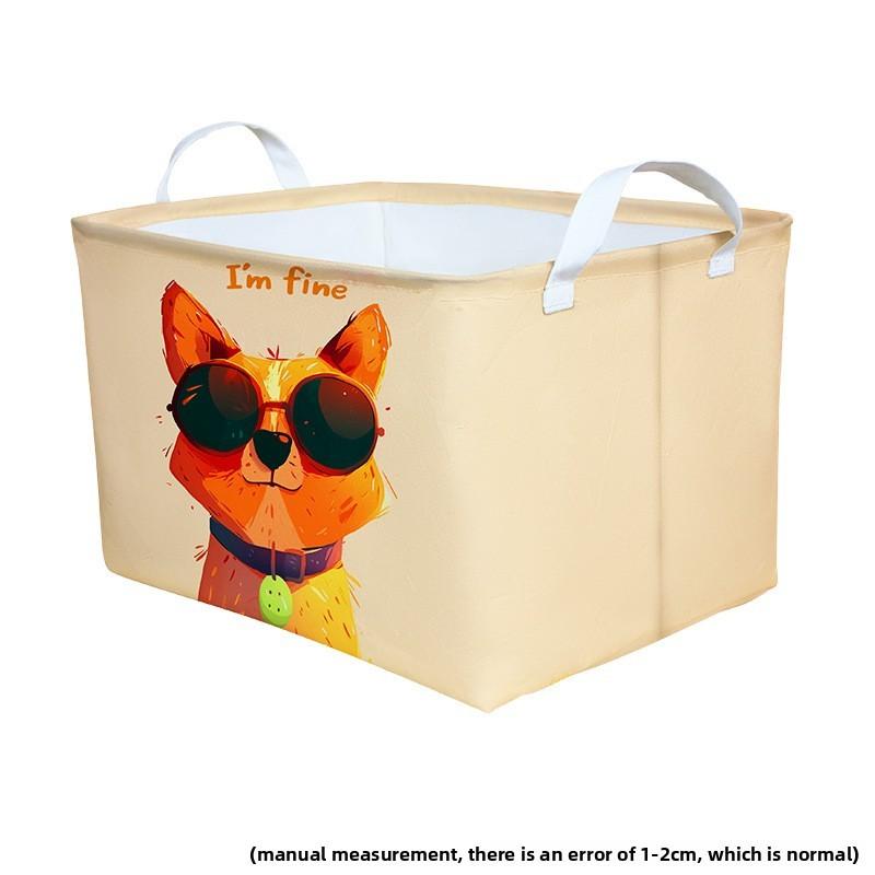Canvas Cloth Collapsible Storage Basket For Dormitory Clothes And Toy Organization