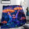 Mushroom Print Flannel Blanket, High quality Comfortable for All Seasons, Home Decor, Warmth and Comfort, Perfect for Christmas Gifts