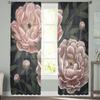Botanische Pfingstrosen Vintage Tüll Fenstervorhang für Wohnzimmer Schlafzimmer Voile Gardinen Küchenbehandlungen Vorhänge