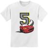 TeeStars - Anniversaire 5 ans Garçon Voiture de Course Fête Bambin Enfants T-shirt