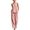 Women's Two Piece Set, Sleeveless V Neck Vest Top And Wide Leg Pants Matching Sets, Casual Business Office Work Outfits