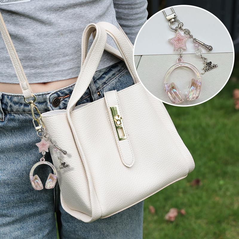 1PC Bag Charms Cute Ornament Y2K Bag Pendants DIY Accessories 3D Earphone Shape Candy Color Keychains Creative Multicolor