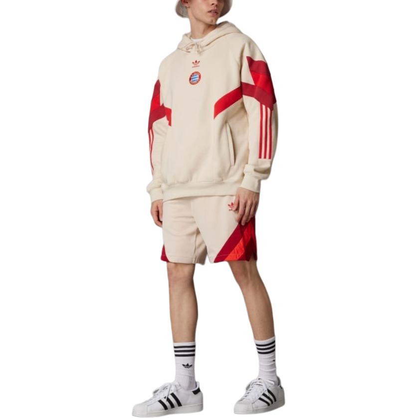 adidas Felpa con cappuccio alla moda ricamata con logo a righe collegiate Originals FC Bayern X Originals FW24 Uomo Felpe Lino IS6513
