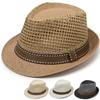 Straw shade straw hat top hat mesh retro male jazz hat splicing sun protection hat summer British trendy hat