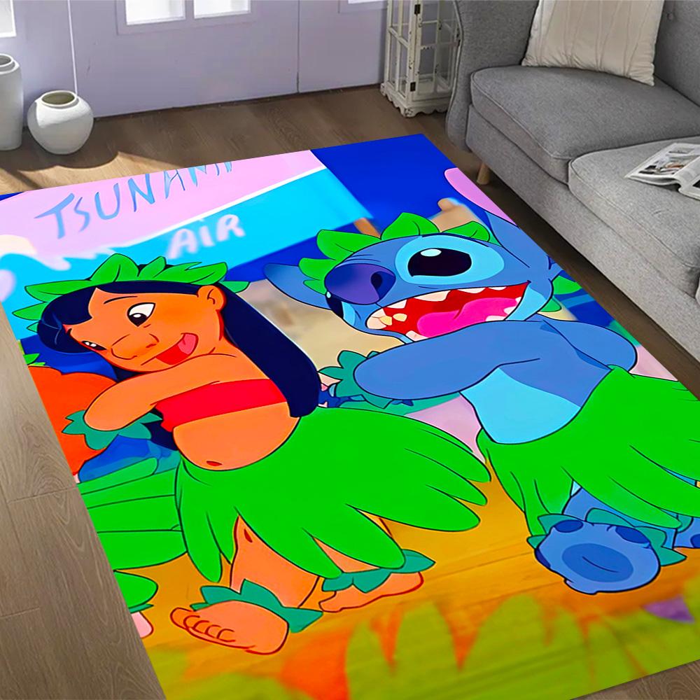 Lilo And Stitch Dance Party Disney Cartoon Theme Anti-Slip Rug - Polyester, Home Decor, Suitable for Bedrooms, Living Rooms, Doorways, and Studios