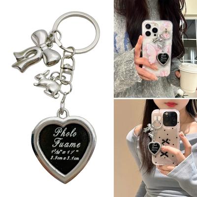 Eleganter Schleife Herz Design Metall Schlüsselanhänger Zubehör Geeignet für Taschen und Schlüssel Geeignet für Frauen verschiedenen Alters