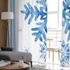Christmas Blue Snowflakes Bedroom Transparent Sheer Curtains Holiday Decoration Window Voile Tulle Curtain