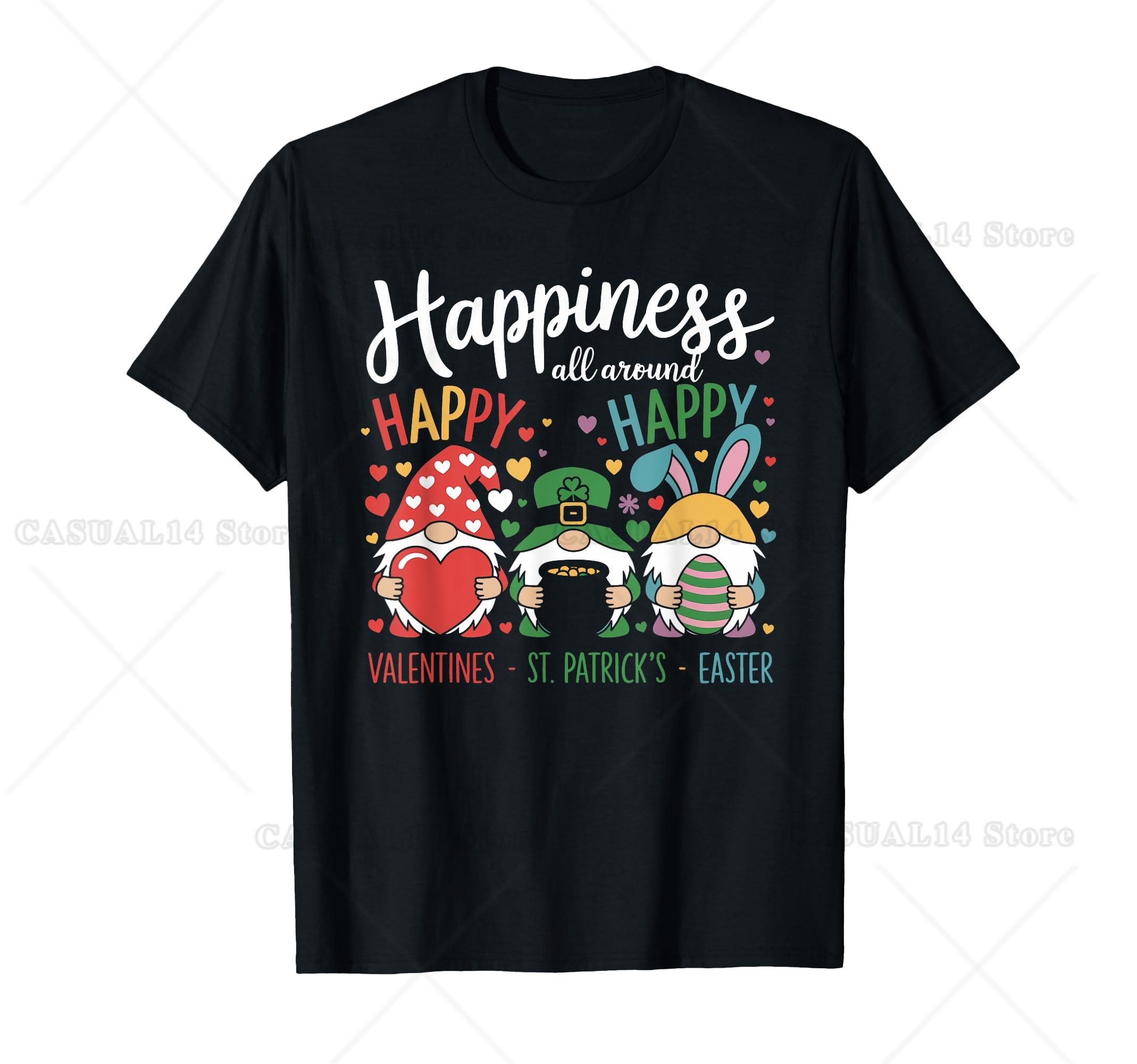 Happy Valentines St Patrick Easter Happy Holiday Gnome Funny T-Shirt S
