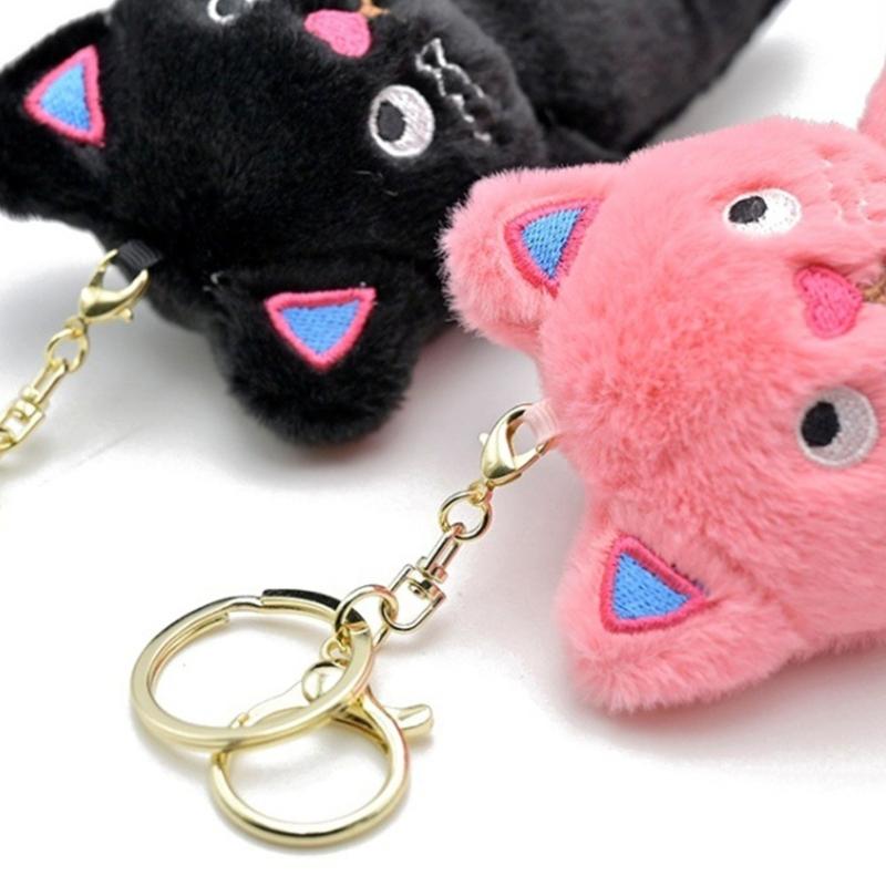 Cute Plush Cat Keychain Cartoon Doll Toy Speechless Cat Pendant Keyring for Women Girl Couple Bag Ornament Car Key Chain