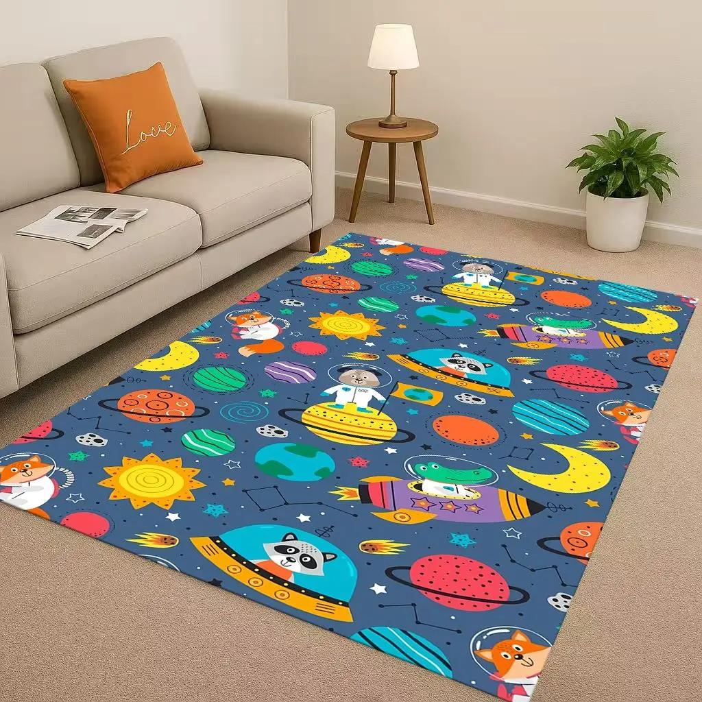 2026 New Space Dinosaur Cartoon Dino Art Living Room Non-Slip Area Rug Carpet for Bedroom Kids Playroom Sofa,Home Decor Doormat