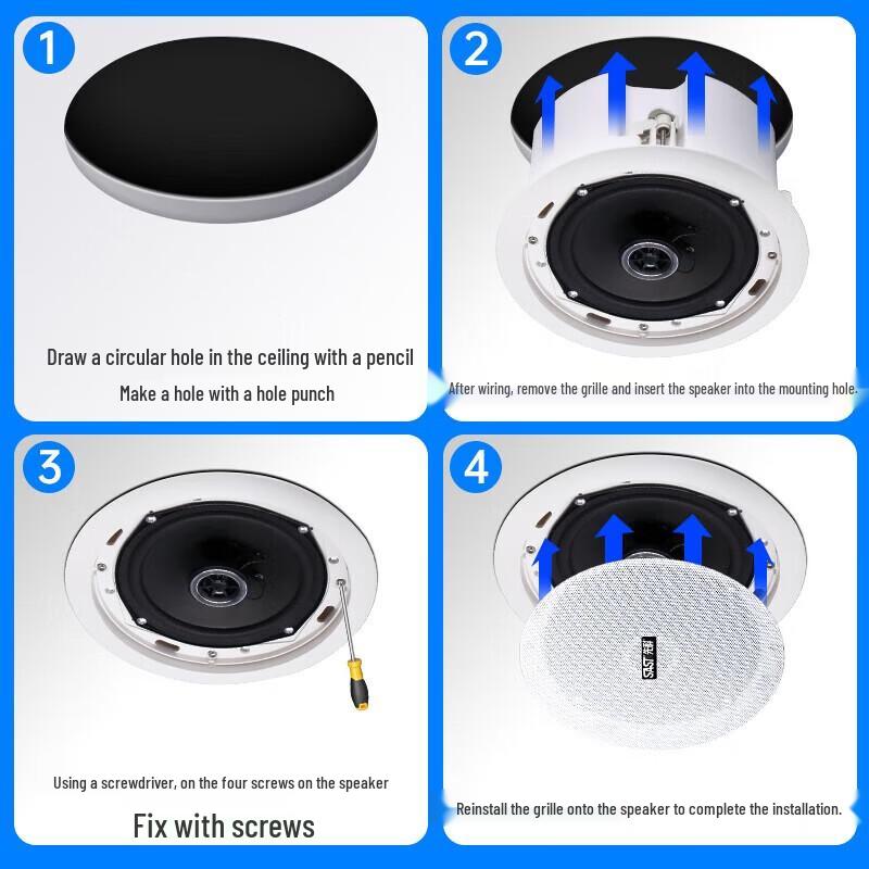 SAST 6.5-inch Coaxial Ceiling Speaker Set CN plug (adapter included)