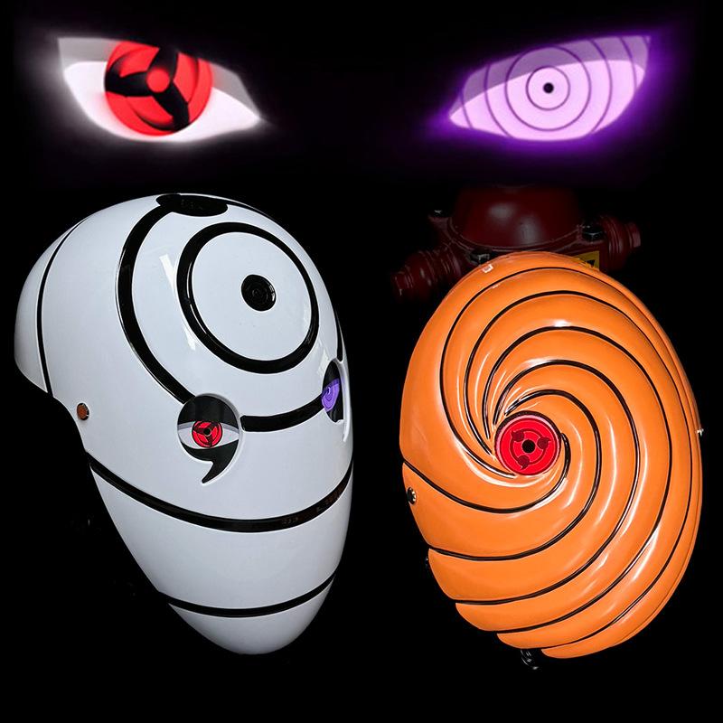Maschera Naruto Halloween Sharingan Luminoso Uchiha Obito Maschera Bianca Accessori Cosplay