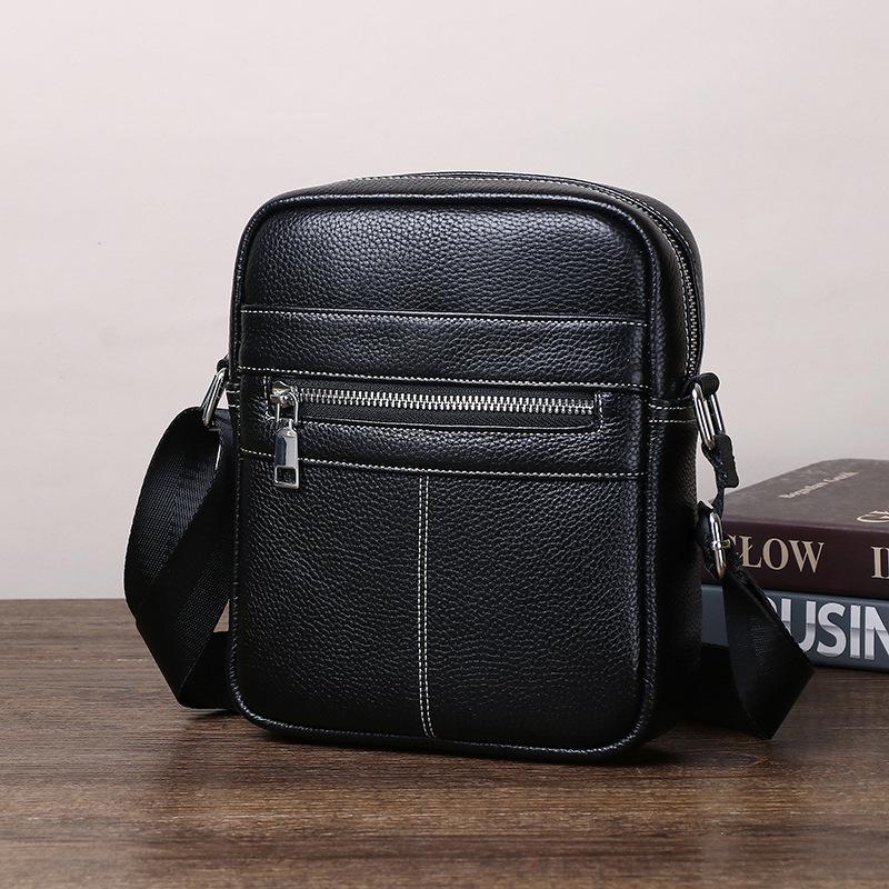 

Men s Genuine Leather Shoulder Messenger Bag - Top Layer Cowhide, Casual Style.