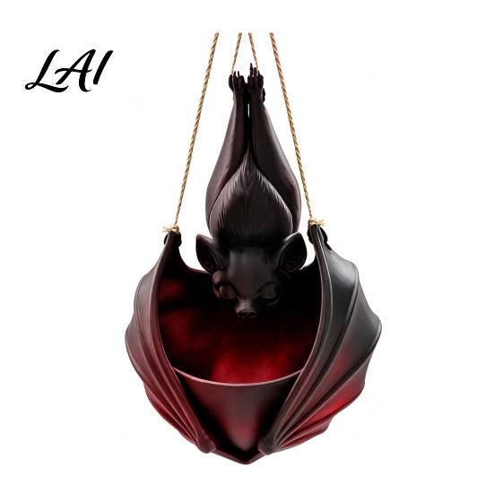 Creative Bat Shaped Flower Pot Hanging Plant Pot Halloween Planter 3D Printed Gothic Small Planters for Windowsill Holder Indoor Outdoor Home Garden