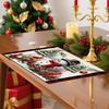 4 or 6pcs Plaid Christmas Placemats Suitable for Kitchen Dining Table - Rectangular Red & Winter Table Mats with Pine Branch, Berries, Pinecones,
