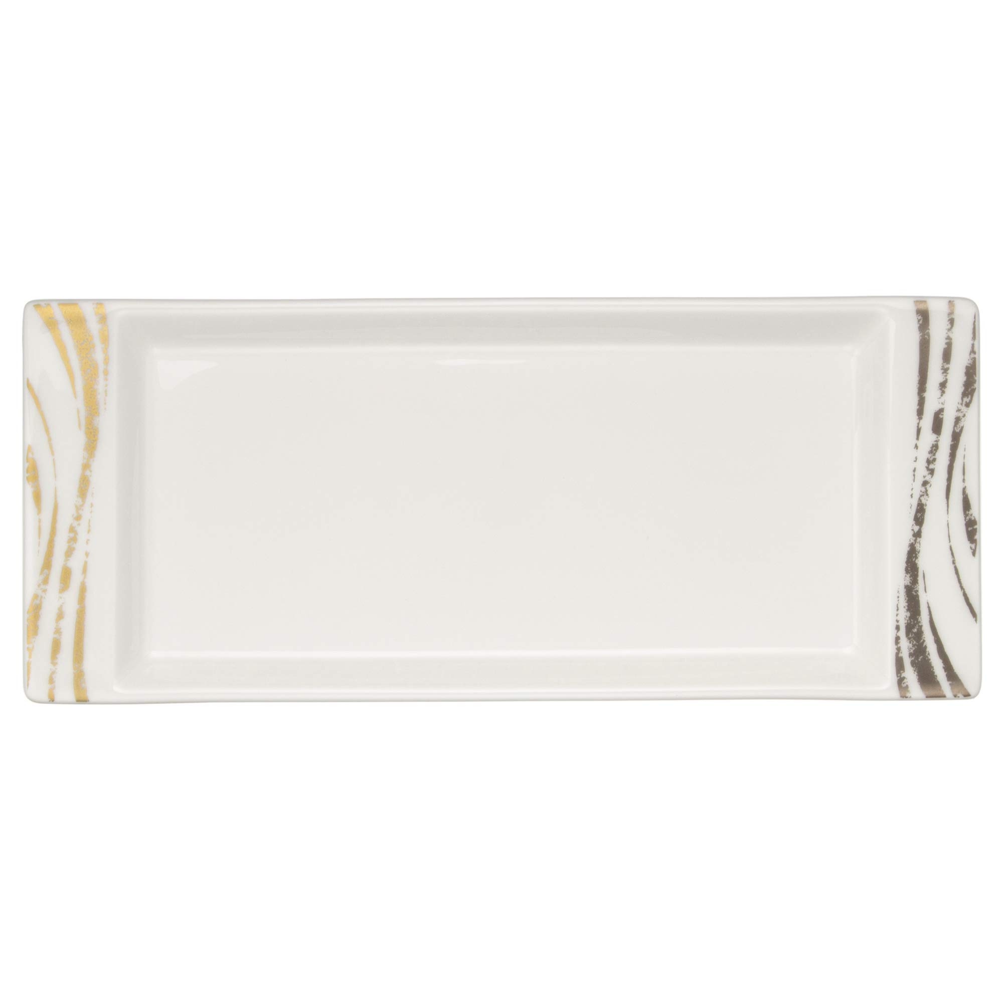 

NARUMI Gold and Silver Seared Wave Plate, 21.5cm Oblong Tray, 51061-9753