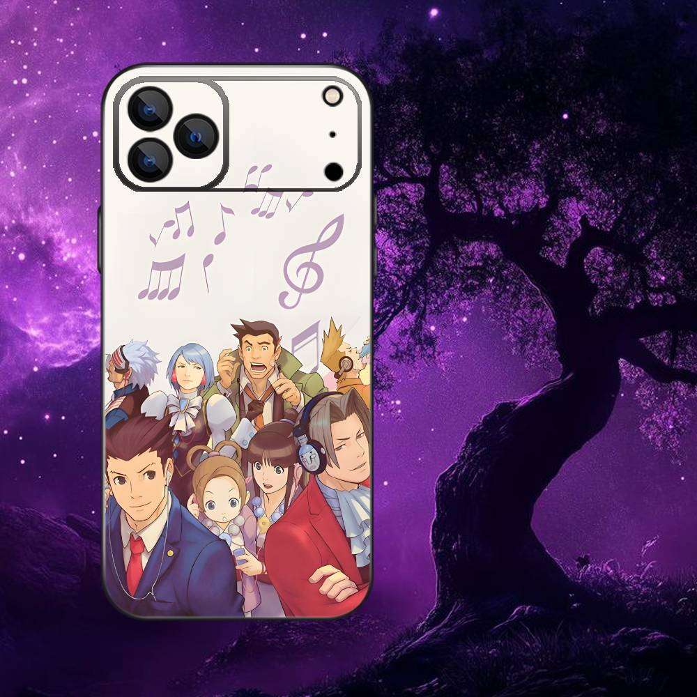 Game Ace A- Attorney Phone Case For iPhone 17,16,15,14,13,12,Pro,Max,Plus,E,SE4,Air,Mini Black Soft Box