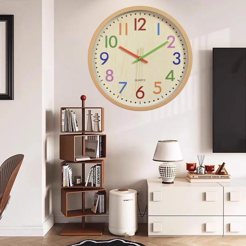 

12 Inch Creative Fashion Wooden Wall Clock Mute Non-ticking Three-dimensional Suitable for Study Library Bedroom Living Room 8 inch