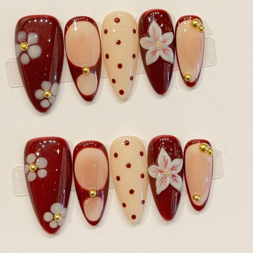 10pcs Hand Painted Gel Press Nails Beautiful Luxury Customized Design Handmade Press On Nails