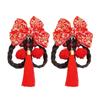 Chinese New Year Style Tassel Hairpin 2pcs Bow Decorative Performance Clothing Hairpin Set Acce E5N3