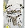 Two-pieces Bikini Set Bather Bathing Suit Swim High Cut Leg Padded Printed Halter Bikini Female Swimsuit Women Swimwear