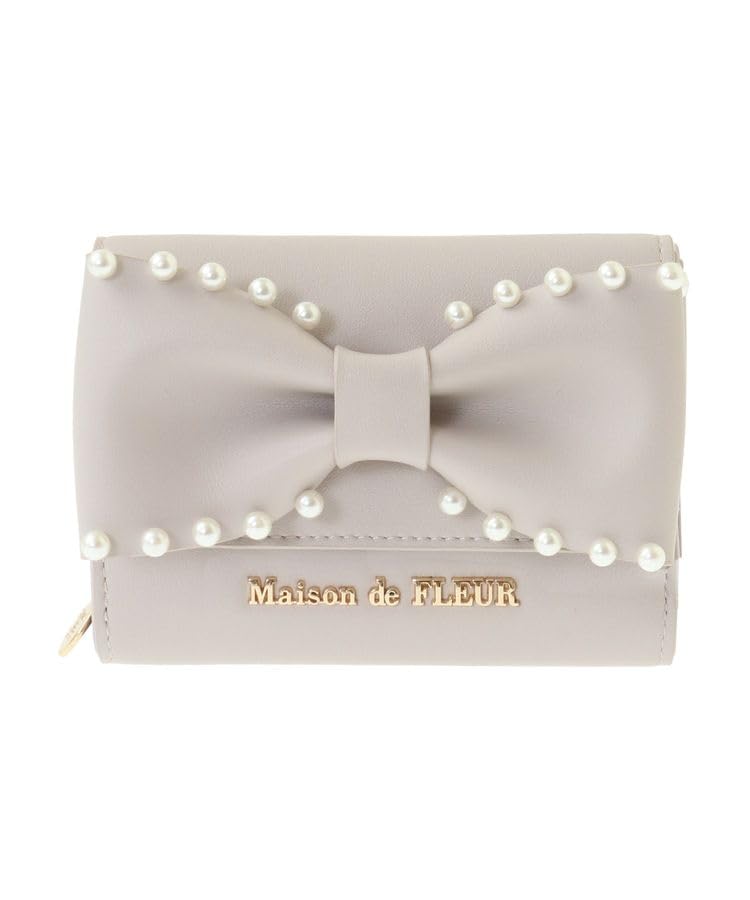 

[Maison de Fleur] Ribbon Pearl Wallet for Women, Lavender
