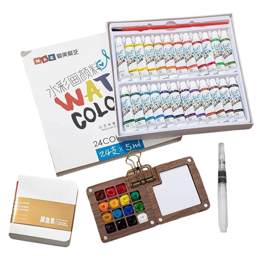 8/15 Colors Portable Travel Gouache Palette Set Mini Walnut Paint Box Artist Gouache Paint Palette Sketchbook Art Supplies