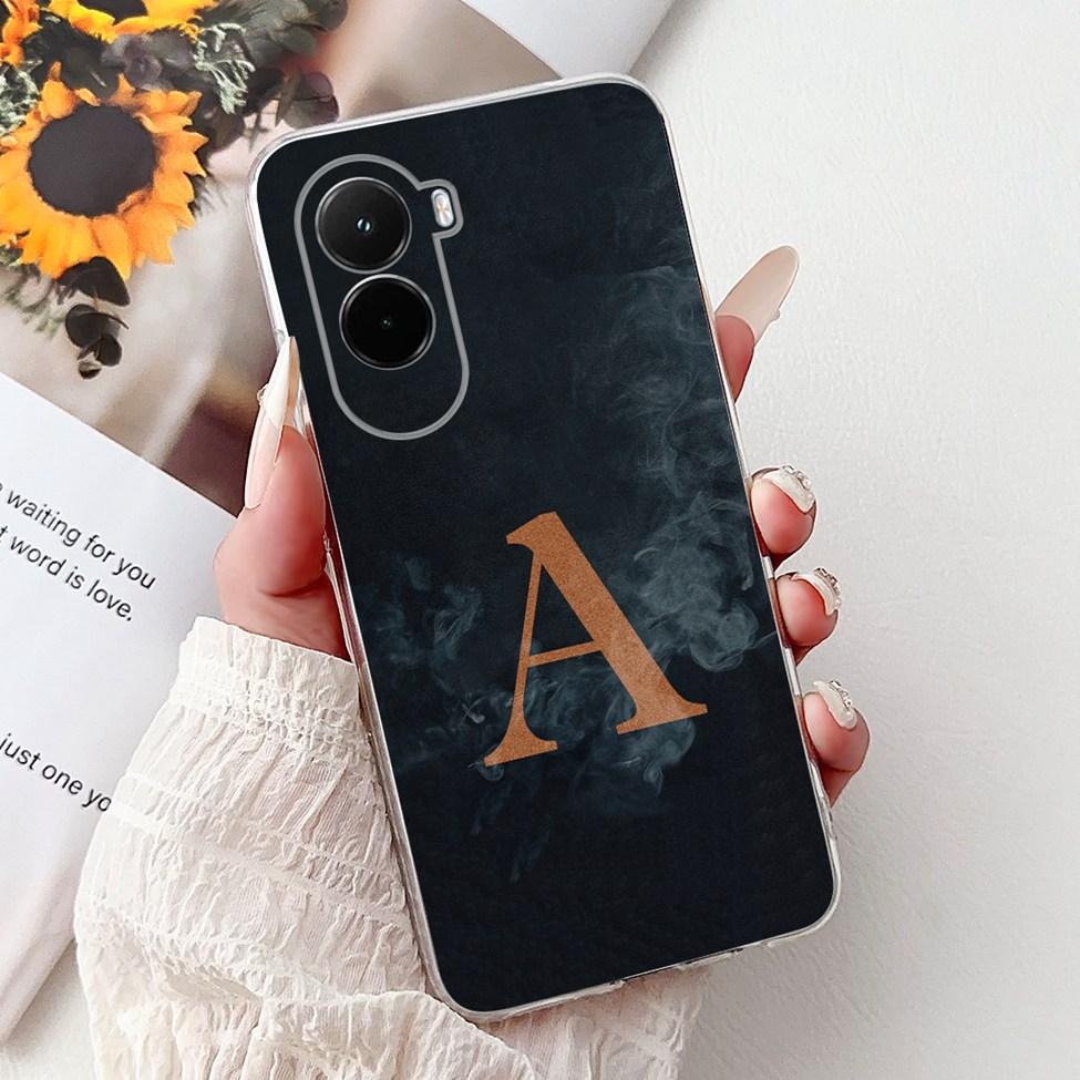 For Xiaomi Poco M7 4G Case Cover Transparent Aesthetic A-Z Letters Fashion Flowers Crown Soft Bumper Casing