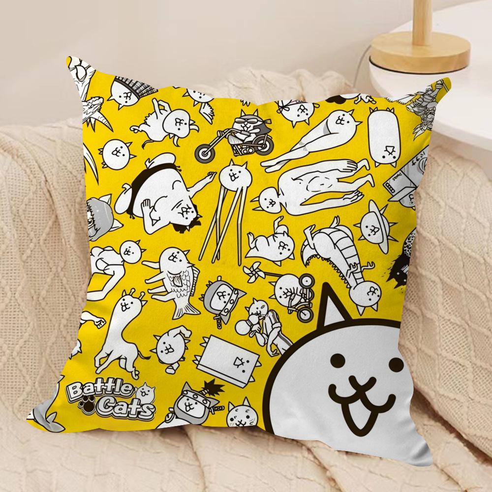 B-Battle Cats Anime Cushion Cover Soft Plush Fabric Double-Sided Printed Sofa Cushion Cover for All Seasons Home Decor Gift