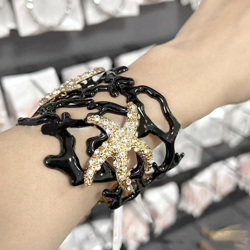 Mehrzweck-Armband mit unregelmäßiger Korallenfeder, stabiler Armreif aus Legierung, verstellbar, Modeschmuck-Accessoire für Frauen