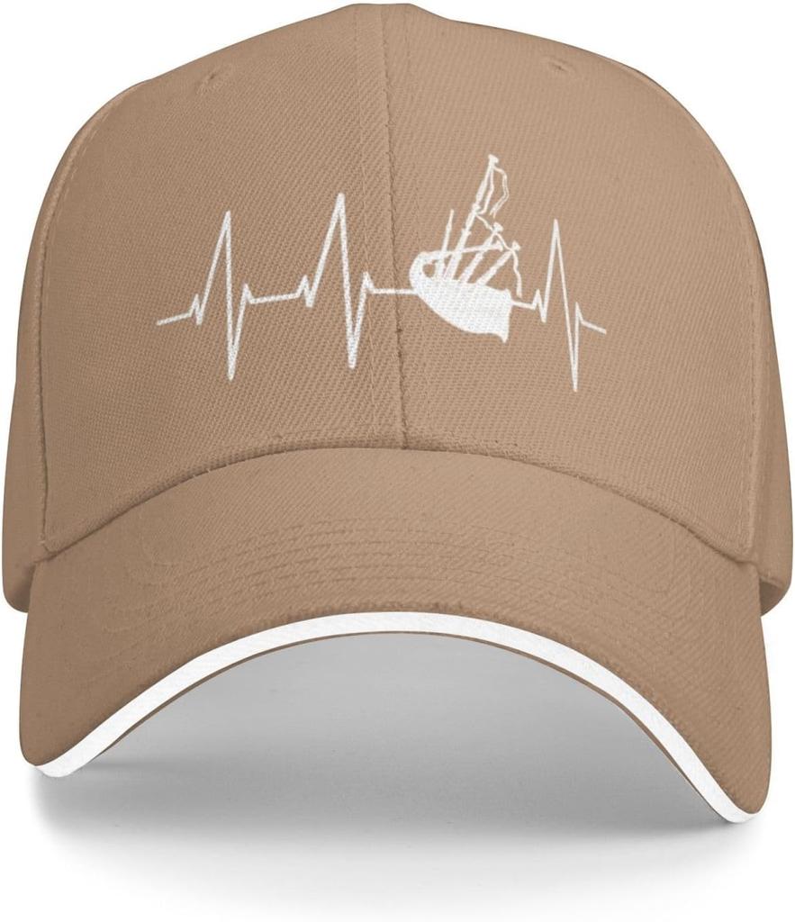 Bagpipes Heartbeat ECG Graphic Polyester Baseball Cap Adjustable Outdoor Snapback Hat for Men Women