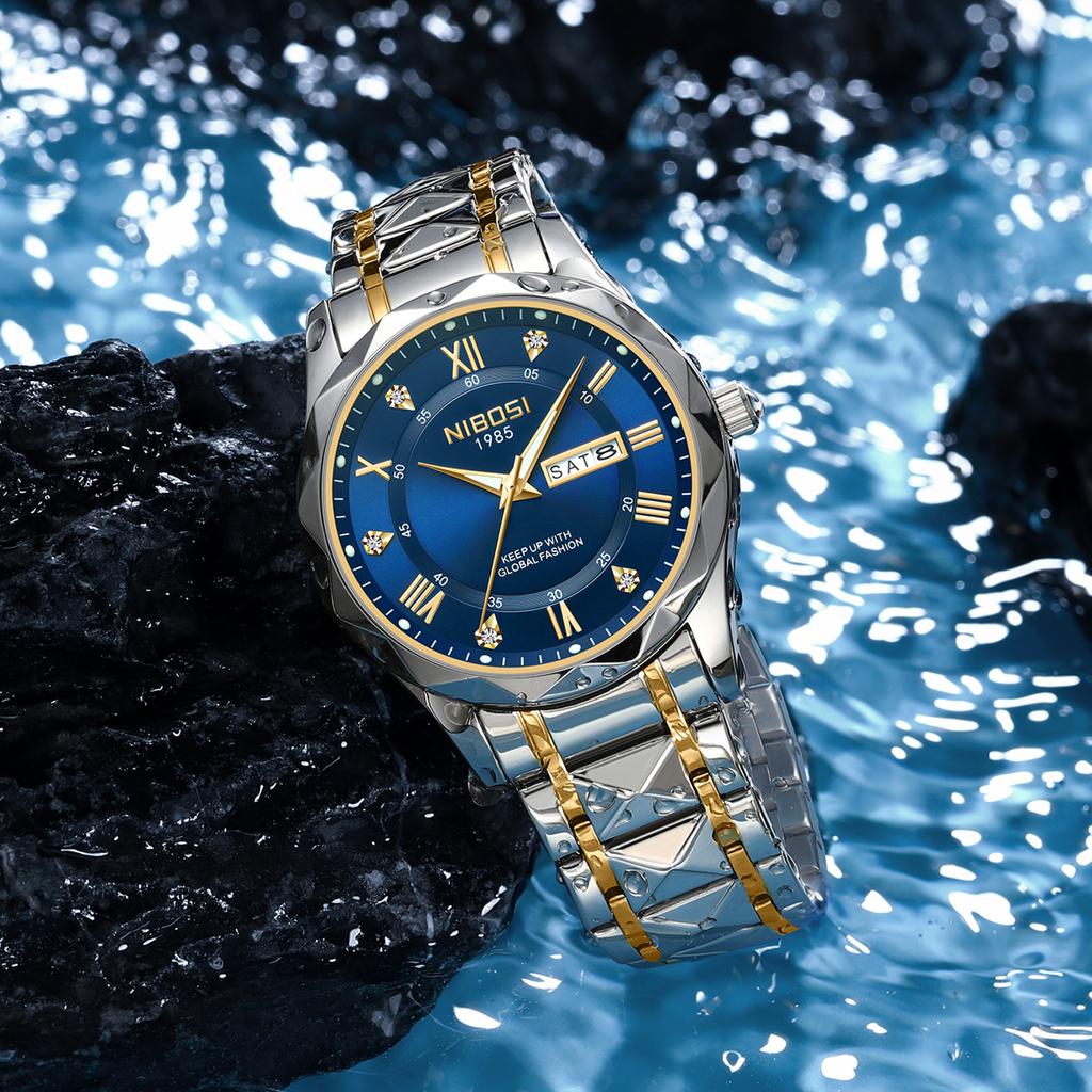 Nibosi Nibbs Fashion Casual Quartz Watch Luminous Double Calendar Men'S Waterproof