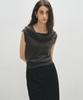 NOIRER FOR WOMAN Linen Off-Shoulder Knit (Charcoal)