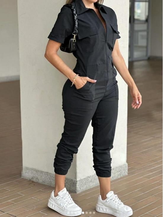 Dámský kombinovaný overal s mnoha kapsami, podzim 2025, s manžetami u kotníků