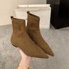 Pointed feet thin boots niche soft-soled socks boots celebrity sense design comfortable wind short boots are not tired