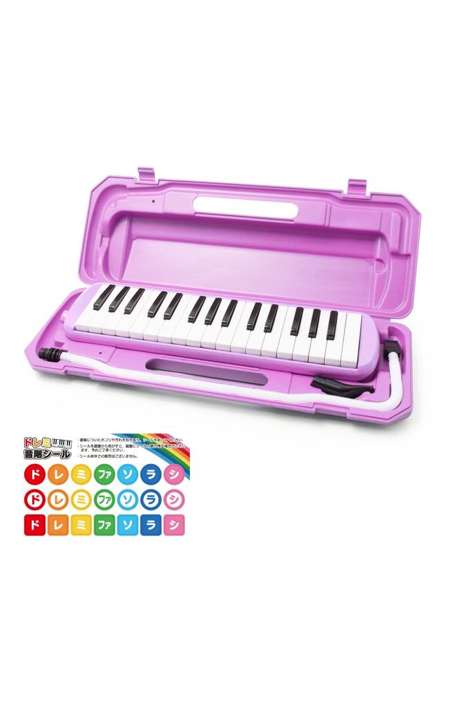 Hobinavi Keyboard Harmonica 32 Keys for Elementary and Children Lightweight Melody Winding Mouth Hose Table Play Standing Case Name Sticker School,