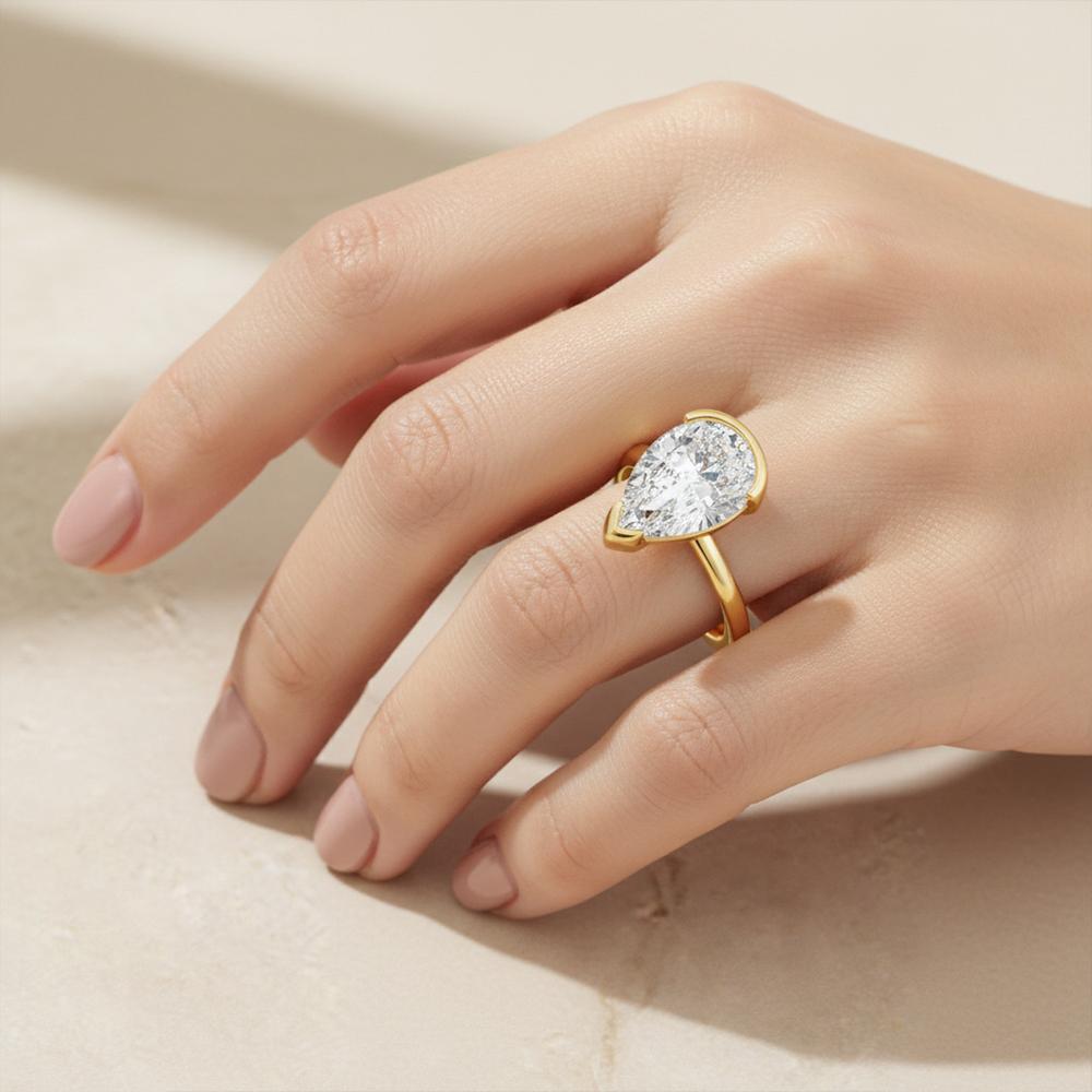 4Carat Pear Cut D Color Moissanite Rings for Women   CopperWaterdrop Diamond Ring Engagement Wedding Bands Jewelry